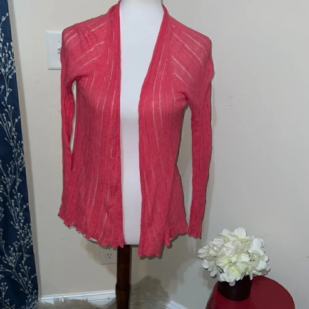 Eileen Fisher Silk Linen Open Front Lightweight Cardigan FLAW sz S Small